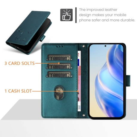 Чехол-книжка Embossing Stripe RFID для Realme C63 / C61 - Peacock Green