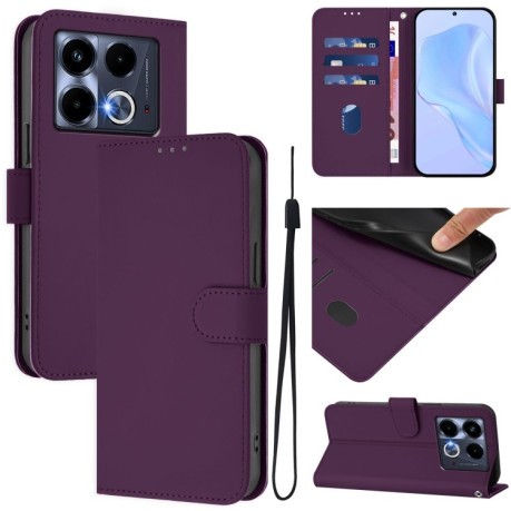 Чехол-книжка Skin Feel Solid Color Leather для Infinix Note 40 4G - фиолетовый