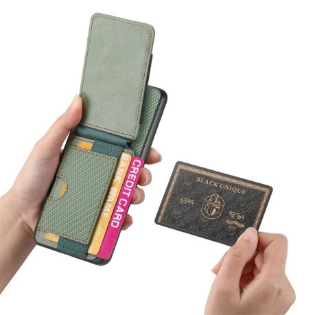 Чохол Cross Leather Ring Vertical Zipper Wallet для Realme 13 Pro / 13 Pro+ - зелений