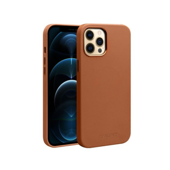 Кожаный чехол QIALINO Nappa Leather Case (with MagSafe Support) для iPhone 12 Pro Max - коричневый