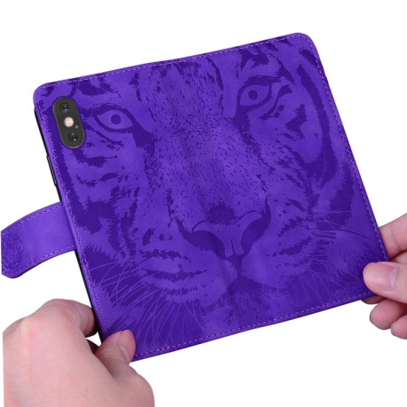 Чехол-книжка Tiger Embossing для Xiaomi Mi Note 10/10 Pro - фиолетовый