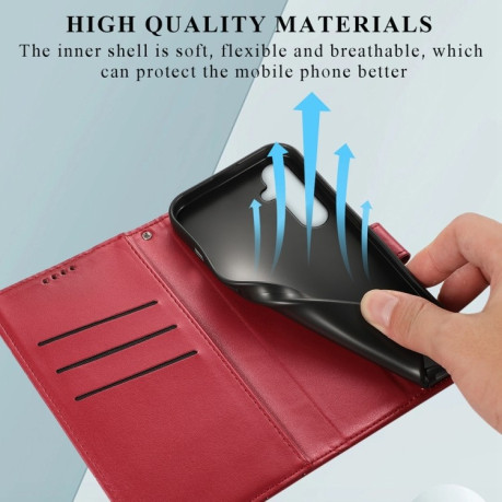 Чохол-книжка протиударна PU Genuine Leather Texture Embossed Line для Samsung Galaxy S24+ 5G - червоний