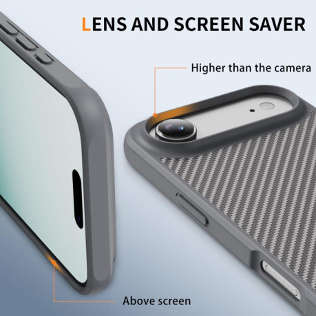 Ударозащитный чехол Carbon Fiber Texture Skin-feel Acrylic TPU на iPhone Air - серый