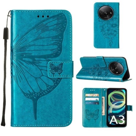 Чехол-книжка Embossed Butterfly для Xiaomi Redmi A3 - синий