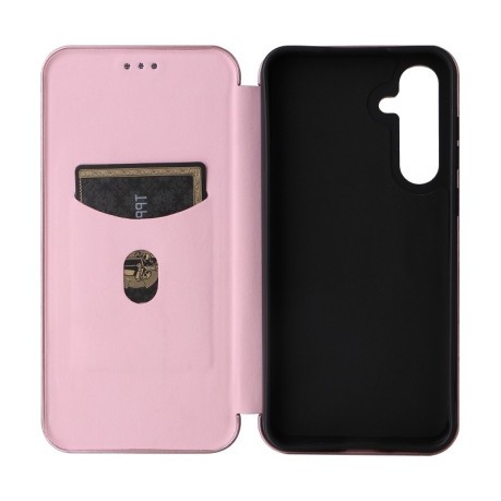 Чохол-книжка Carbon Fiber Texture для Samsung Galaxy A55 5G - рожевий