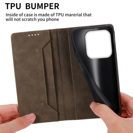 Чохол-книжка Business Solid Color Magnetic RFID Leather Xiaomi Redmi Note 14 4G 164.48mm - коричневий