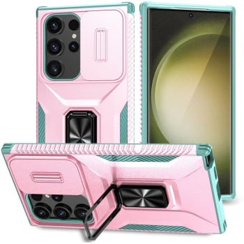 Чехол со шторкой на камеру Sliding Camshield и подставкой на Samsung Galaxy S24 Ultra 5G - разноцветный