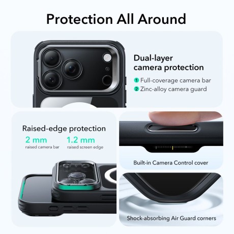 Оригінальний чохол ESR Classic Hybrid з підставкою Kickstand та з MagSafe на iPhone 17 Pro - Clear Black