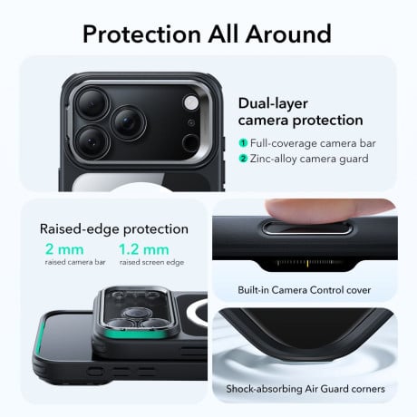 Оригінальний чохол ESR Classic Hybrid з підставкою Kickstand та з MagSafe на iPhone 17 Pro Max - Clear Black