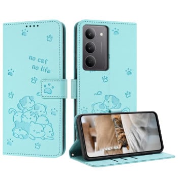 Чохол-книжка Embossed Kitten Phone Leather на Realme C75 / V60 Pro - зелений