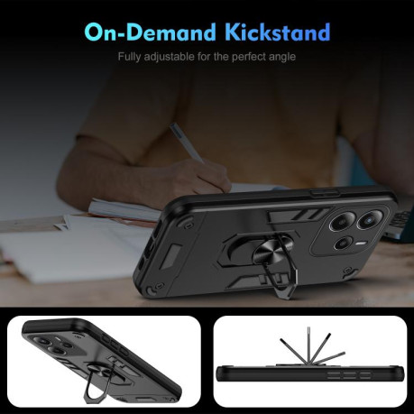 Ударозахисний чохол Shockproof Metal Ring Holder для Xiaomi Redmi Note 14 4G 164.84mm - чорний