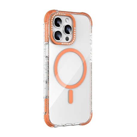 Протиударний чохол Glitter Edge MagSafe Magnetic для iPhone 16 Pro - помаранчевий