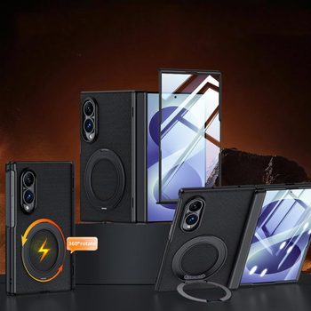 Чохол Spring Hinge Vegan Leather 360 Magnetic Holder на Samsung Galaxy Fold8 5G — чорний