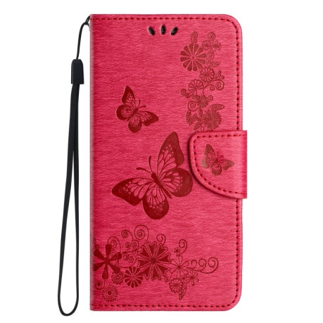 Чехол-книжка Embossed Butterfly для Samsung Galaxy A55 - красный