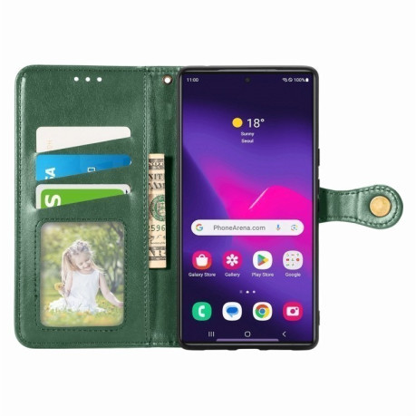 Чехол-книжка Retro Solid Color на Samsung Galaxy S25+ 5G - зеленый