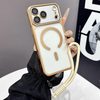 Матовый чехол Large Window Matte Electroplated TPU с MagSafe и ремешком для iPhone 18 Pro Max/17 Pro Max — золотой