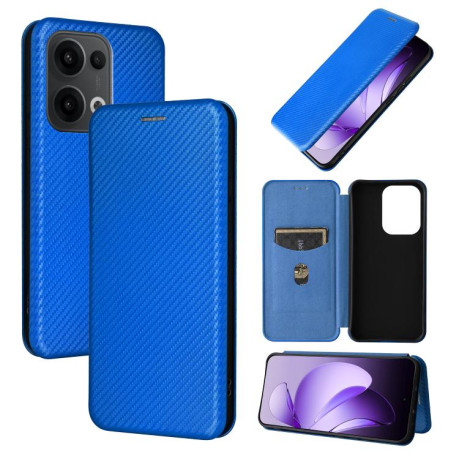 Чехол-книжка Carbon Fiber Texture на OPPO Reno13 5G Global - синий