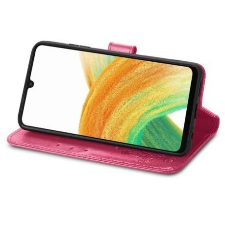 Чохол-книжка Four-leaf Clasp Embossed Samsung Galaxy A13 4G - пурпурно-червоний