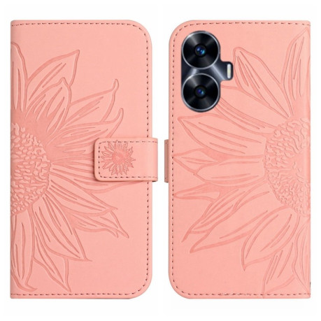 Чохол-книжка Skin Feel Sun Flower для Realme C55 - рожевий