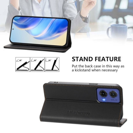 Чохол-книжка RC01 Dual-Folded Magnetic Suction RFID Leather Motorola Moto G85 - чорний