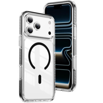 Прозорий магнітний чохол Crystal Shield Clear Magnetic Acrylic Hybrid TPU на iPhone 18 Pro Max — чорний