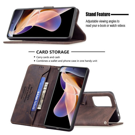 Чехол-книжка RFID Blocking для Xiaomi Redmi Note 11 Pro 5G (China)/11 Pro+ - коричневый