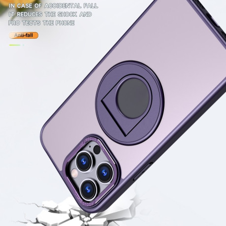 Ударозахисний чохол Metal Ring Holder 360 Degree Rotating на iPhone 15 Pro - фіолетовий