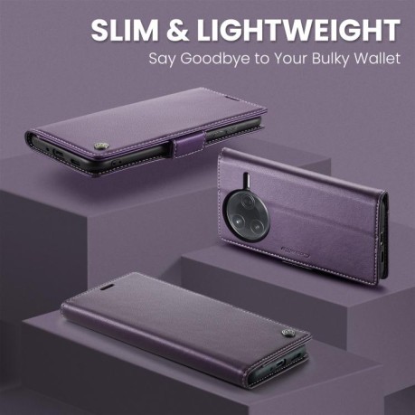 Чохол-книжка CaseMe 023 Butterfly Buckle Litchi Texture RFID Anti-theft Leather для Xiaomi Poco F7 Pro / F7 Ultra - фіолетовий