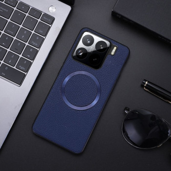 Протиударний чохол CD Magsafe Magnetic Litchi Texture для Xiaomi 15 Pro - синій