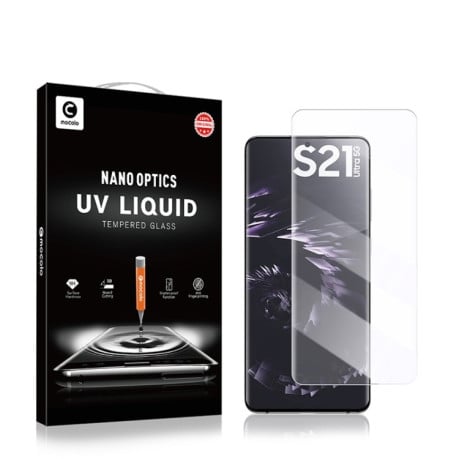 Защитное стекло mocolo 0.33mm 9H с УФ лампой UV Liquid Curved Full Glue для Samsung Galaxy S21 Ultra - прозрачное