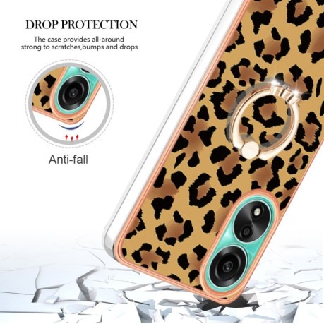 Протиударний чохол Electroplating Dual-side IMD with Ring Holder для OPPO A78 4G - леопард