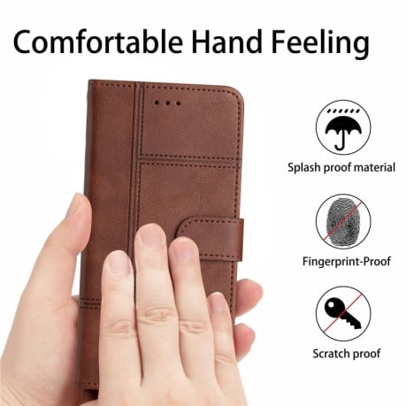 Чехол-книжка Cowhide Texture Stitching Leather на Samsung Galaxy A56 5G - кофейный