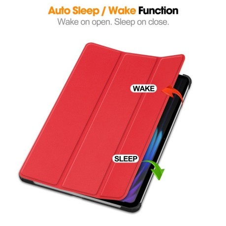 Чехол Custer Texture Three-folding Sleep/Wake-up для Xiaomi Pad 7 / 7 Pro- черный - красный