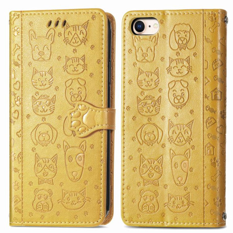 Чехол-книжка Cat and Dog для iPhone 16e - желтый