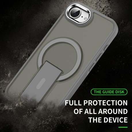 Противоударный чехол Acrylic Hybrid TPU MagSafe Holder для iPhone 16e - черный