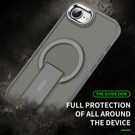 Противоударный чехол Acrylic Hybrid TPU MagSafe Holder для iPhone 16e - серый