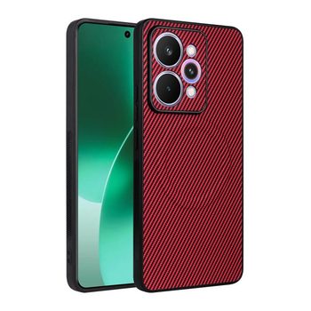 Чохол Escase із веган-шкіри з карбоновою текстурою на Realme 15 Pro 5G Global — червоний