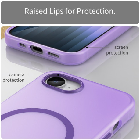 Противоударный чехол MagSafe Frosted Translucent TPU + PC для iPhone 16e - фиолетовый