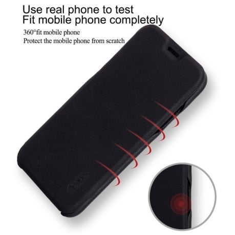 Чохол Lenuo на iPhone X/Xs Litchi Texture Horizontal Flip із слотом для кредитних карток червоний