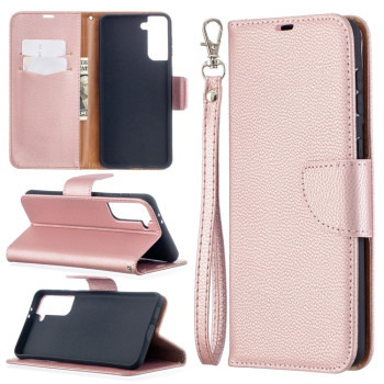 Чехол-книжка Litchi Texture Pure Color на Samsung Galaxy S21 Plus - розовый