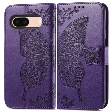 Чехол-книжка Butterfly Love Flower Embossed для Google Pixel 8a - фиолетовый
