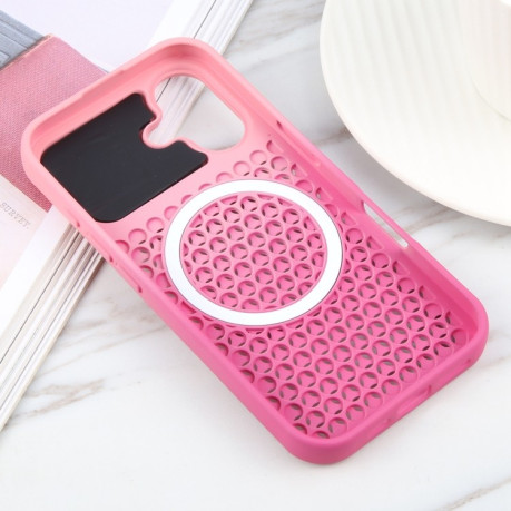 Протиударний чохол Gradient Color Honeycomb Aromatherapy MagSafe для iPhone 16 - Pink+Rose Red