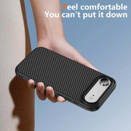 Ударозащитный чехол Carbon Fiber Texture Skin-feel Acrylic TPU на iPhone Air - черный