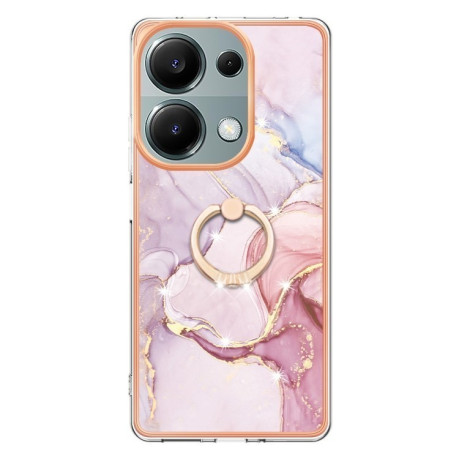 Чехол Electroplating with Ring Holder для Xiaomi Redmi Note 14S/ 13 Pro 4G / POCO M6 Pro 4G - рожеве золото