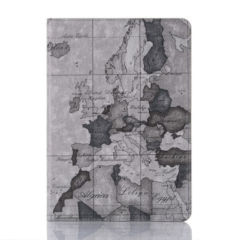 Кожаный чехол-книжка Map Texture на  iPad 9/8/7 10.2 (2019/2020/2021) / 10.5  - серый