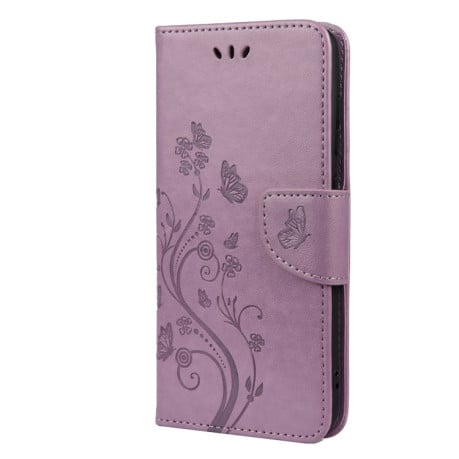Чохол-книжка Pressed Flowers Butterfly Pattern Samsung Galaxy S21 FE - фіолетовий