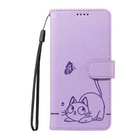 Чехол-книжка Happy Cat Pattern для Xiaomi Redmi A5 4G - фіолетовий
