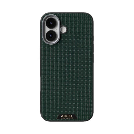Ультратонкий чехол ABEEL Ruyi Pattern 6D Micro Relief MagSafe Leather на iPhone 17 - зеленый