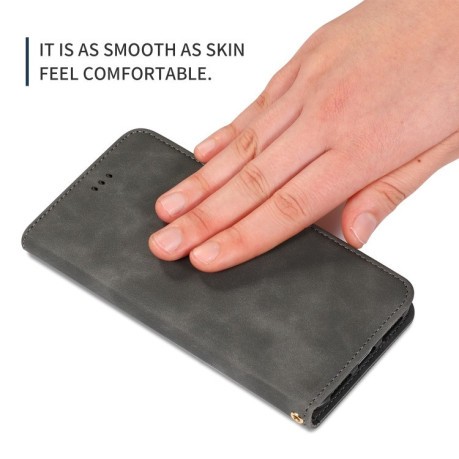 Шкіряний чохол-книга Retro Skin Feel Business Magnetic на iPhone XS Max-сірий