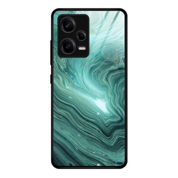 Противоударный стеклянный чехол Marble Pattern Glass на Xiaomi Redmi Note 12 Pro 5G - Water Waves